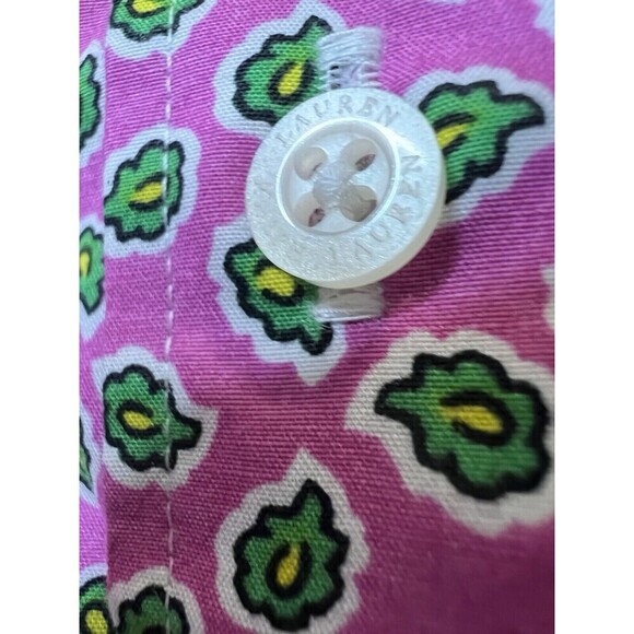 Lauren Ralph Lauren Pink Stretch Non Iron‎ Button Up Blouse Band Collar XL - Picture 10 of 11
